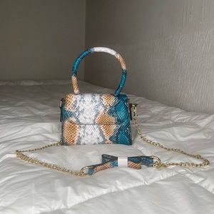 Cute multicolor mini snake skin leather bag